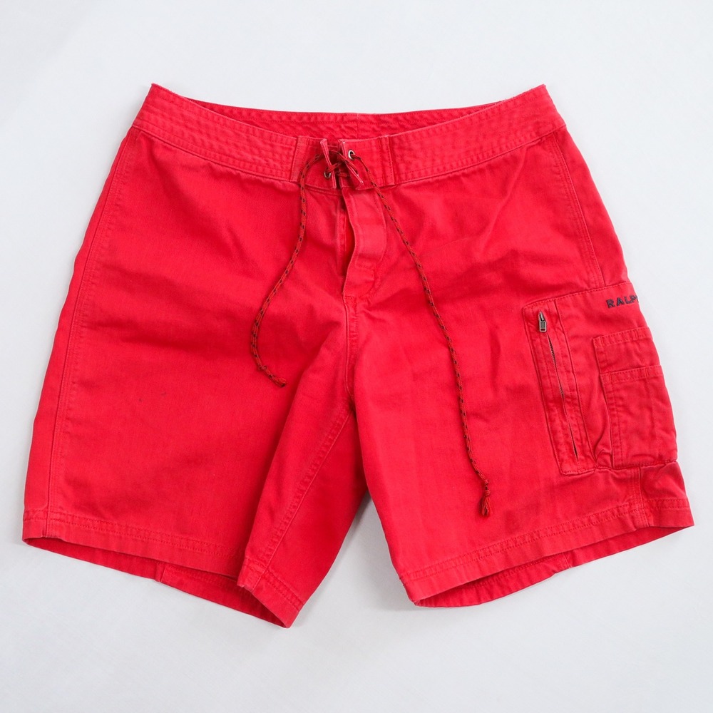 Vtg Ralph Ralph Lauren Cargo Shorts Womens 6 Red Cotton Lace Up‎ Utility Preppy